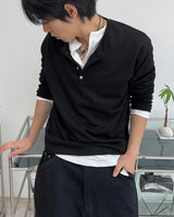 Para Soft Henley Neck Long Sleeve Tee