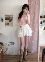 See-through Bustier Layered Strap Wool Knit (5color)