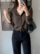 Nature Cashmere Crop Lambswool Knit Cardigan (9color)