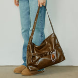 [SET] Buckle Hobo Shoulder Cross Bag _ Brown