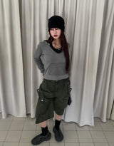 Pigment Dekki Pocket V-Neck Hoodie
