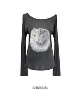 Pony Printing One Shoulder Long Sleeve