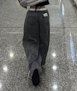 Low Washing Unbalanced Sagging Pants
