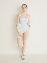 FLOWER STRING RIBBON MONOKINI - SKY BLUE