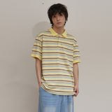 Stripe Logo Pique Half T-shirt