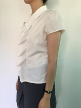 Unbalanced draping blouse (2color)