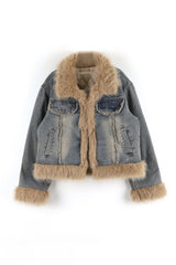Quilted Lining) Earth Fur Denim Jacket