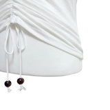 (2color) Bead Ball Shirring Cap Sleeve Tee