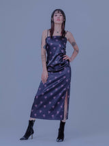 RIBBON SHIRRING LONG ONE-PIECE