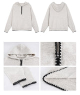 Niche Wide Hooded Wool Zip-Up Knitwear