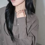 BANDING CROPPED COTTON JACKET (KHAKI BROWN)