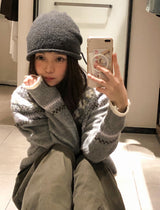 Shirring Ribbon String Knit Beanie (2color)