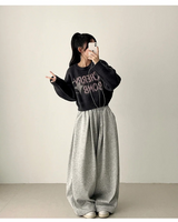 Wenli front, side pin tuck training string wide pants