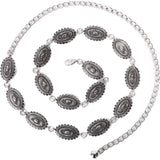 Retro-antique silver chain belt