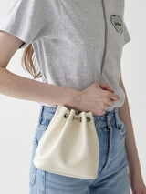 TIWI chain leather bucket bag / Cream Ivory