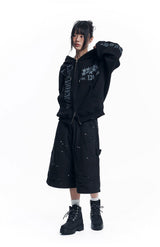 Double Knee Chino 8-Bermuda Pants - Black