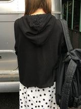 Flower Lace Two-tone Hooded Zip-up (3c)