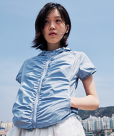 SHIRRED WINDBREAKER - SKY BLUE