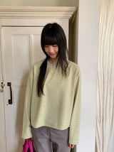 Henkan Stripe Color Matching Round Long Sleeve Tee