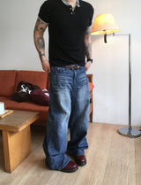 No.1832 damage slub wide denim PT
