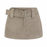 Suede Buckle Belt Mini Skirt