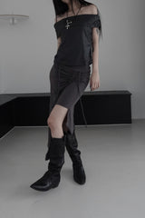 unbalanced low tunnel skirt (2color)