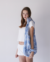 Blue Rose Tie Big Bag (White)