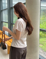 Chable Shirring Wrap Span Short Sleeve T-Shirt