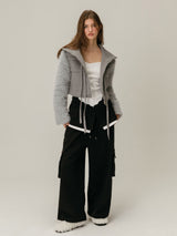 CARGO LAYERED SKIRT PANTS / BROWN