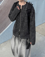 Angle Knit Zip-up with Hand Warmers