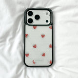 [MADE][Glass Bumper Case] Strawberry embroidered knit case Red