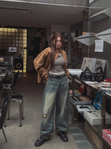 Tinta brush damage balloon denim pants
