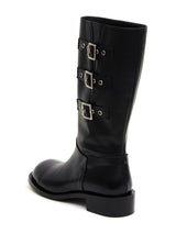 Three belted biker boots (black)
