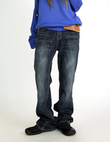 back rivet boots cut denim pants