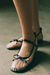 PINTUCK RIBBON FLAT IN GILDED BEIGE&BLACK