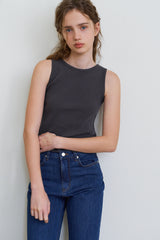 Waffle logo sleeveless_charcoal