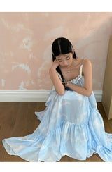 Sky Cloud Cancan Sleeveless Long One Piece