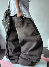 HIGH QUALITY 🩶 ASYMMETRIC RIVET POCKET BALLOON WASHED DENIM 🩶🤎 - 2 COLORS, 2 SIZES