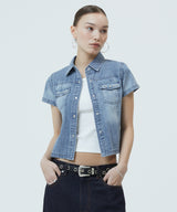 DENIM STUD HALF SHIRT