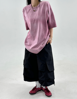 GRADATION WOVEN COLORBLOCK OVERFIT SHORT SLEEVE🖤🤎💙🩷 - 4 COLORS