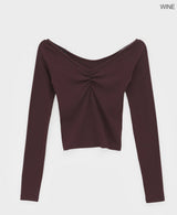 [MADE] Shabni V-neck Shirring Long-sleeved T-shirt