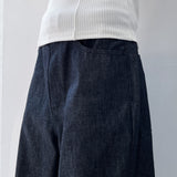 Pocket Embroidery Geometric Seam Wide Pants