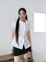 DRAPE COLLAR BLOUSE (WHITE)