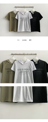 Guntle cropped short-sleeved hoodie