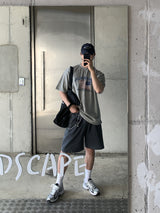 ルックグラフィーアメリカグラフィックプリントオーバーサイズショートTシャツ
