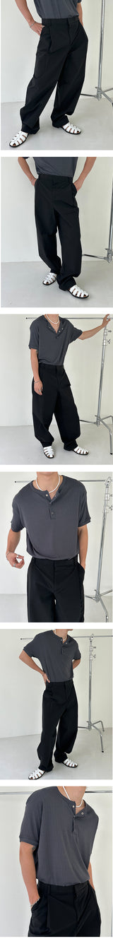 [S/S] Nylon tuck wide slacks (3color)