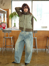 DOUBLE CAT WASHED DENIM SAND