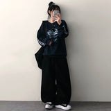 エントブラックポケットサイドピンタックヘムスナップスリットコットンワイドパンツ