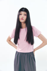 Heart Logo Shirring Detail Top Pink