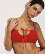 Ribbon V Bikini Bra (RED)